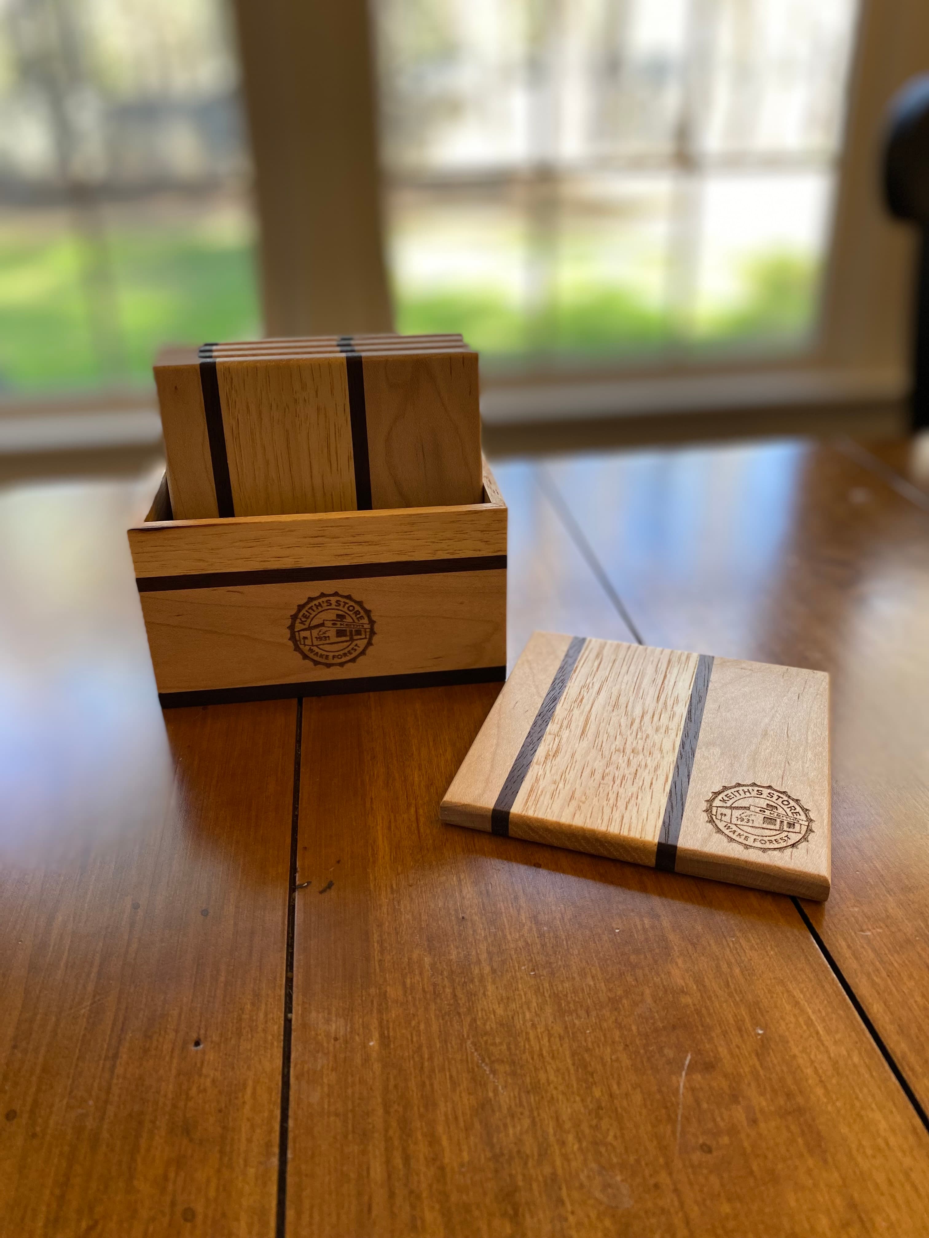 Custom Engraved Coasters with Holder